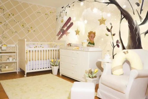 Vista 3 de Murwall Kids Wallpaper Nursery Little Prince Wall Mural Nostalgic Aircraft Wall Print Childroom Boys Girls Bedrooom Watercolor Tree Wall Art
