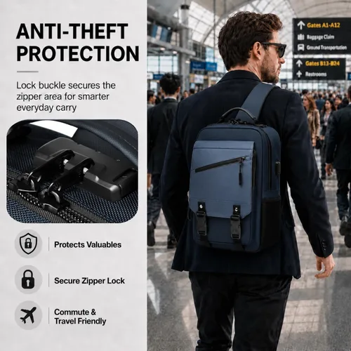 Vista 2 de Bolsa tipo mensajero de lona tipo bandolera para computadora portátil, casual, viajes, para hombres y mujeres