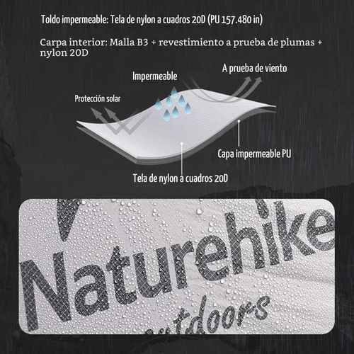 Vista 4 de Naturehike Mongar - Tienda de campaña para mochileros para 2 personas, ligera para 3 estaciones, impermeable, para senderismo, barras transversales