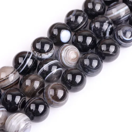 Vista 30 de GEM-Inside Cuentas Sueltas de Piedras Preciosas de Ágata Azul Bandeada Natural de 6mm Cuentas Redondas de Piedra de Energía para Hacer Joyas 15