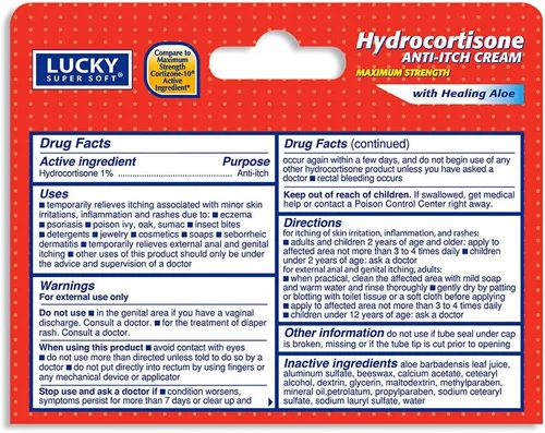 Vista 2 de Lucky Super Soft Hidrocortisona, crema antipicazón, 0.5 onzas