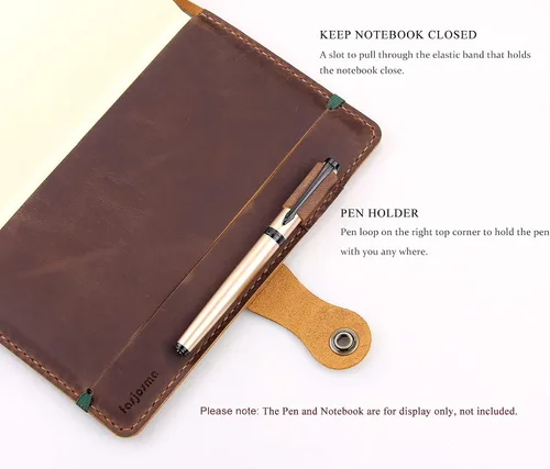 Vista 5 de Moleskine - Funda hecha a mano para cuaderno Moleskine de tapa dura, tamaño grande, 5 x 8.25 pulgadas, funda de cuero vintage con soporte