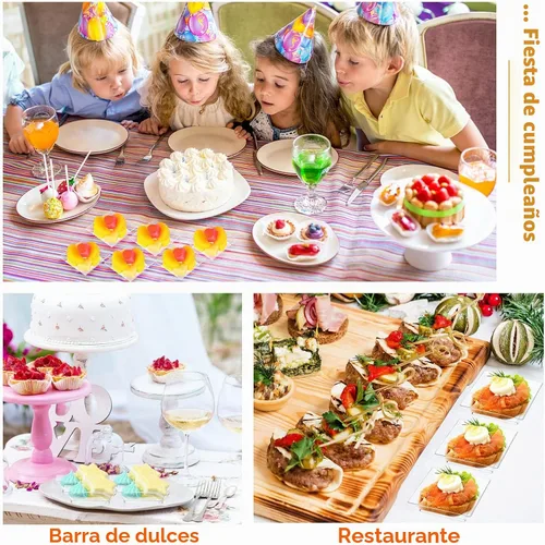 Vista 7 de 200 Piezas Platos Cuadrados Mini para Postre de 2.5 x 2.5 Pulgadas Platos Desechables para Aperitivos Pequeños Platos de Plástico Transparente