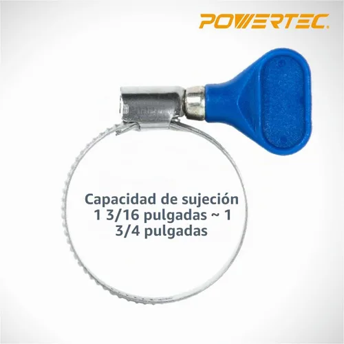 Vista 2 de POWERTEC 70247 Abrazaderas de manguera con llave de 1-1/2 pulgadas, abrazaderas ajustables de tornillo de pulgar de acero inoxidable para colección