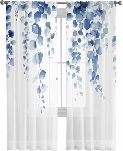 Vista 8 de Cortinas CosyBright Feliz Día de San Valentín, 63 Pulgadas de Largo, 2 Paneles, Gnomos, Cortina de Ventana Roja, Corazón de Amor, Árbol, Cortinas