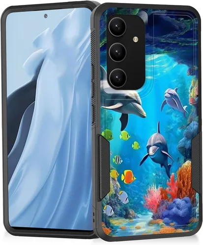 Vista 95 de Funda para Galaxy A14 5G, resistente de doble capa híbrida de policarbonato duro, goma suave, a prueba de golpes, funda protectora resistente