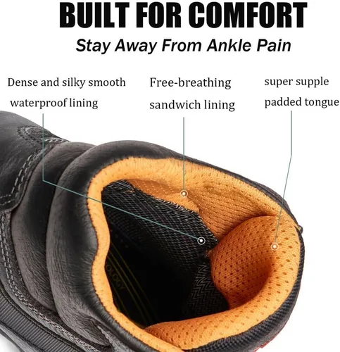 Vista 5 de SUREWAY Men's 6" Soft/Steel Toe Heavy Duty Waterproof Work Boot - Leather,Lace Up,Oil/Slip Resistant Dual-Density Comfortable EH Construction