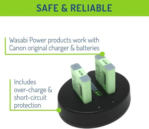 Vista 4 de Wasabi Power Batería (paquete de 2) cargador dual para Canon NB-13L, PowerShot G1 X Mark III, G5 X, G5 X Mark II, G7 X, G7 X Mark II, G7 X Mark III