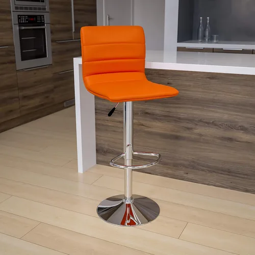 Vista 12 de Flash Funiture silla de bar ajustable con base cromada, Vinilo, Gris