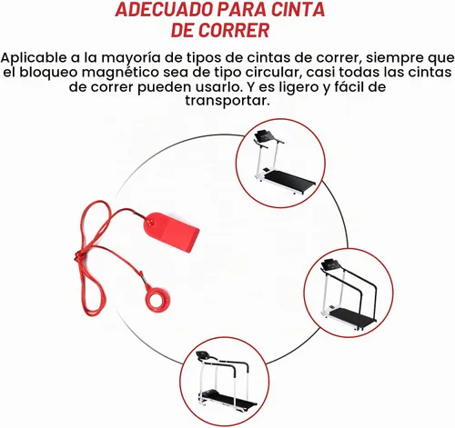 Vista 4 de Interruptor de seguridad magnético, cinta de correr universal, bloqueo magnético, parada de emergencia, accesorios para la mayoría de las cintas