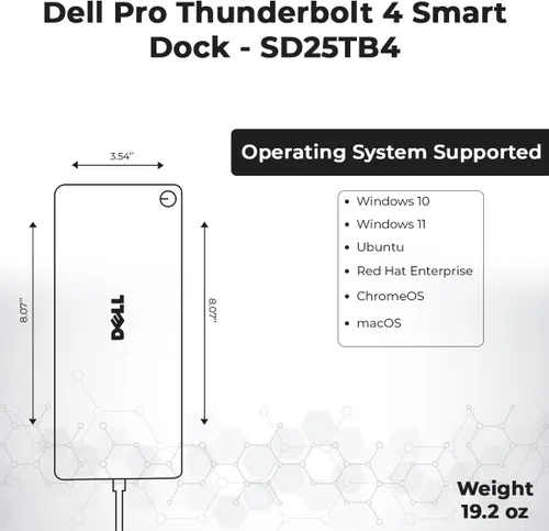 Vista 10 de SD25TB4 Pro Thunderbolt 4 Smart Dock con pantalla 8K, adaptador de 180 W Negro