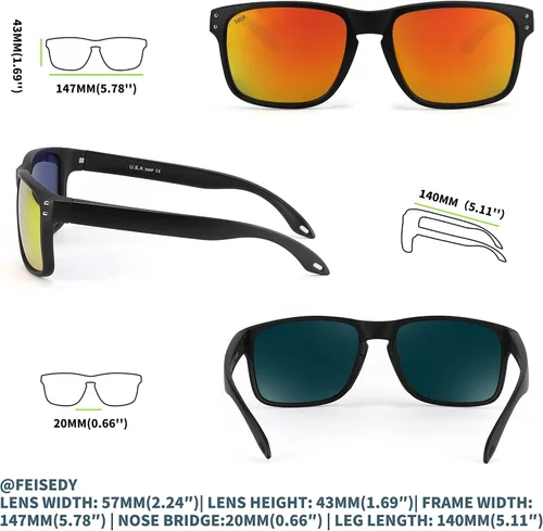 Vista 4 de FEISEDY Gafas de sol deportivas polarizadas para hombres y mujeres, gafas clásicas de pesca, conducción y ciclismo, protección UV400 B2234