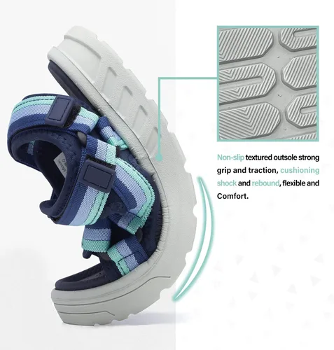 Vista 4 de THSOGO Sandalias deportivas para niños, sandalias de agua con soporte de arco ajustable para caminar (niños pequeños - niños grandes)