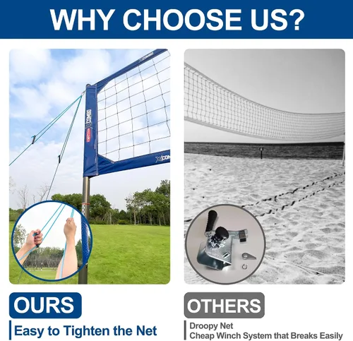 Vista 2 de Juego de red profesional de voleibol resistente para patio trasero al aire libre portátil con postes de puntuación de altura ajustable de aluminio