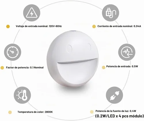 Vista 9 de VAVOFO Luz nocturna LED con sensor automático, paquete de 4, 2900-3200K blanco cálido, diseño de cara sonriente, lámpara de noche de pared