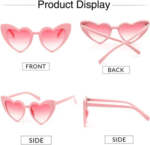 Vista 7 de Lentes de sol de corazón para mujer, diseño de ojo de gato con forma de corazón, lindos lentes de amor, protección UV