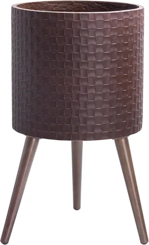 Vista 15 de D'vine Dev Maceta Elegante con Patrón de Azulejos Geométricos Modernos de 12 Pulgadas con Soporte, Portamacetas Decorativo para Interiores