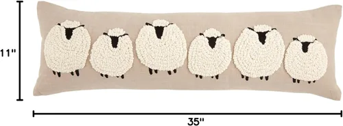 Vista 4 de Mud Pie Almohada larga de oveja, 35" x 11