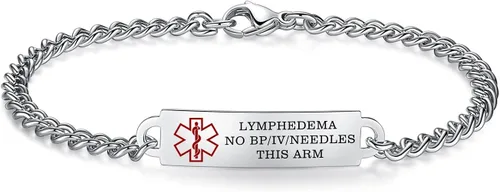 Vista 57 de Pulseras de identificación de alerta médica de 6.5 "-8.5" para mujeres, pulseras de emergencia médica de acero inoxidable, grabado gratuito