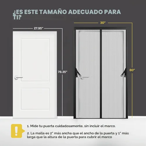 Vista 3 de Puerta mosquitera magnética manos libres, resistente, protector de malla de puerta de mosquitero autosellado, apto para mascotas y niños, hebilla