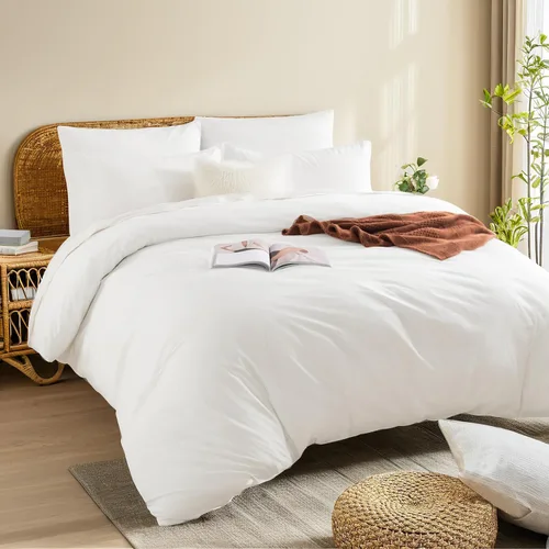 Vista 338 de NEXHOME PRO Funda de edredón Twin XL 100% algodón lavado, transpirable, duradera, texturizada, similar al lino, juego de ropa de cama para el hogar