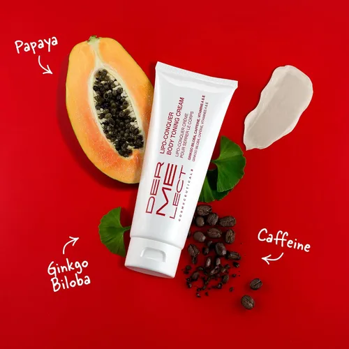 Vista 3 de Dermelect Lipo Conquer Crema tonificante corporal para cuerpo Crema antienvejecimiento con retinol, cafeína, ginkgo biloba, tensora y reafirmante