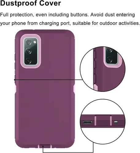 Vista 4 de Funda para Samsung Galaxy S20 FE 5G, resistente a prueba de golpes, funda protectora de plástico duro + carcasa híbrida de silicona de doble capa
