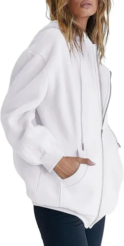 Vista 3 de Sherosa Sudadera con capucha y cremallera para mujer, casual, ligera, con bolsillos