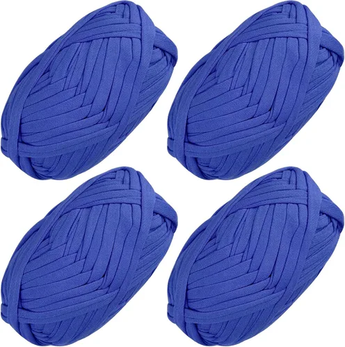 Vista 15 de 2 piezas de tela elástica para camisetas, hilo de crochet para tejer DIY, hilo de punto grueso tipo espagueti para proyectos de bolsos, mantas Aqua
