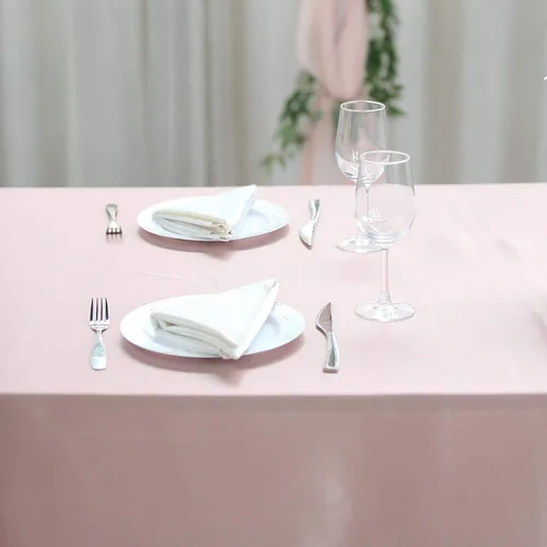 Vista 2 de BalsaCircle - Mantel rectangular de satén rosa polvoriento, 90 x 132 pulgadas, mantel para mesa de boda, fiesta, recepción, eventos, cocina y comedor