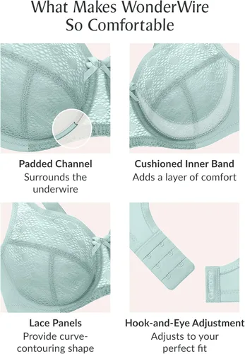 Vista 6 de Glamorise Sujetador Wonderwire de encaje de talla grande para mujer #9855