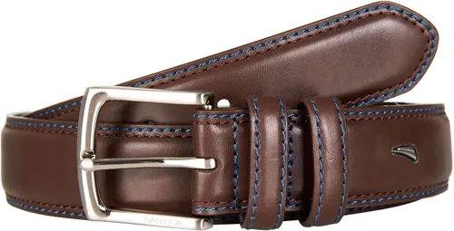 Vista 2 de Nautica Cinturón de cuero para hombre con hebilla de metal
