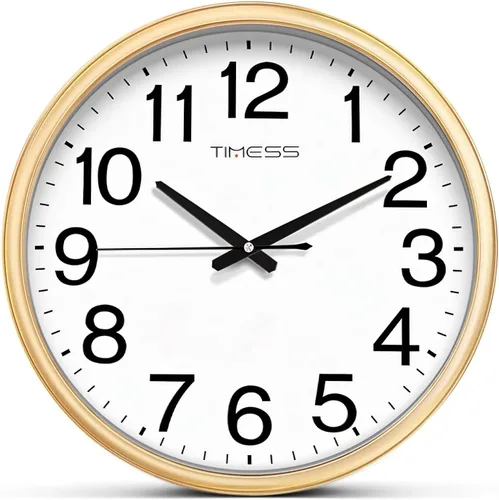 Vista 12 de Reloj de pared TIMESS, acabado clásico estilo madera, de 11 pulgadas, silencioso, sin tictac, funciona con pilas, de cuarzo, analógico