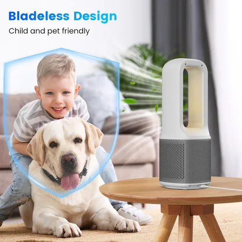 Vista 6 de Misby Ventiladores de escritorio pequeños y silenciosos, ventilador de mesa sin aspas de 13 pulgadas, 5 velocidades para un potente flujo de aire