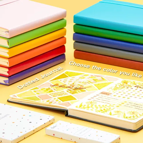 Vista 4 de feela Kit de Diario con Puntos, Cuaderno Planificador de Tapa Dura con Cuadrícula de Puntos para Principiantes Mujeres y Niñas, Toma de Notas