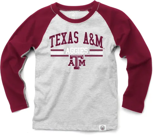 Vista 73 de Wes and Willy NCAA playera raglán de manga larga para niños