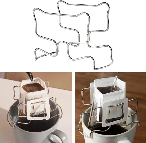 Vista 6 de Soporte de filtro de café, filtros de té reutilizables portátiles para exteriores, cestas de goteo, filtro de goteo, bolsa de papel de filtro
