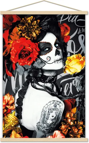 Vista 16 de Trends International Día De Los Muertos - Póster de pared de tatuaje, 22.375 x 34 pulgadas, versión enmarcada en negro Versión con marco negro
