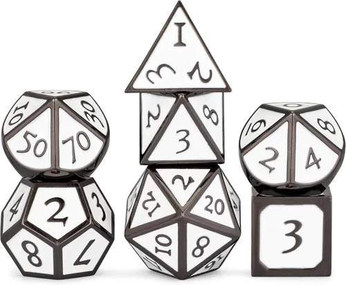 Vista 11 de HEIMDALLR Juego de dados de metal DND, 7 piezas, juego de dados de metal indestructibles con bolsa de dados; juego de dados D&D