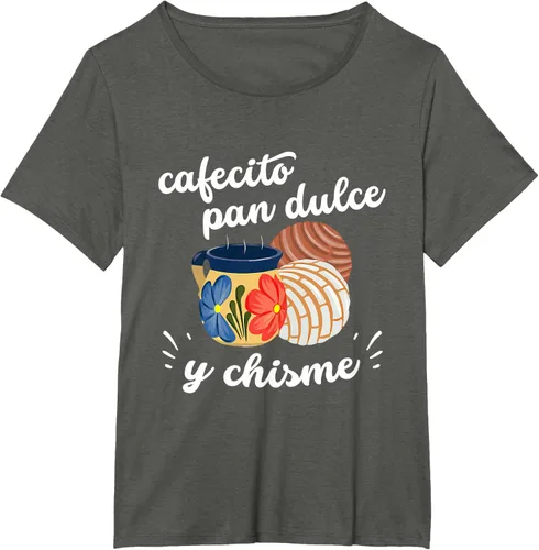 Vista 38 de Camiseta Cafecito Pan Dulce y Chisme Mexican Hispanic Pride Breakfast Negro