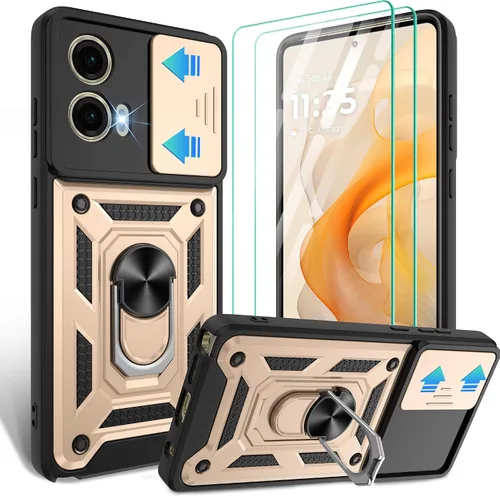 Vista 74 de Gritup Funda para Moto G Stylus 5G-2021 con cubierta deslizante para cámara 1 paquete de protectores de pantalla HD Soporte de metal giratorio