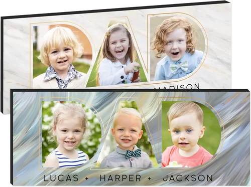 Vista 11 de Regalos para papá de hija, hijo – Dad Photo Sign personalizado con imágenes de niños – 11 x 5 pulgadas y 18 x 7 pulgadas – 10 colores de fondo