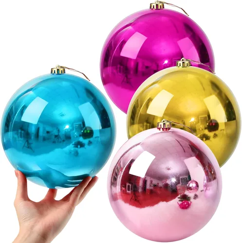 Vista 8 de Zubebe 4 piezas de adornos de bolas de Navidad extra grandes de 8" (200 mm) bolas gigantes sobredimensionadas de plástico de grado comercial