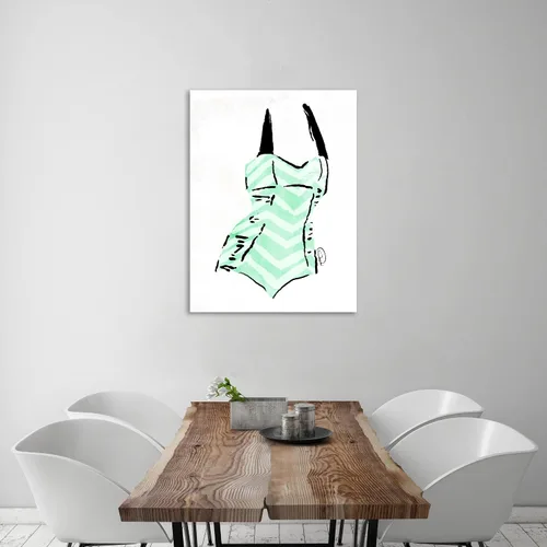 Vista 2 de Jaxson Rea "Vintage Swimsuit Pastel 4" Gallery Wrapped Canvas by Onrei, 12" x 16