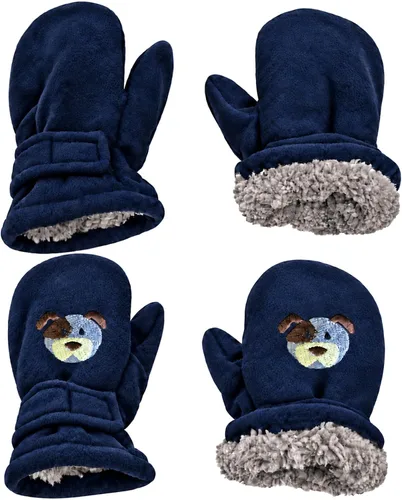 Vista 10 de N'Ice Caps Baby Toddler Mittens Kids 2 Pair Pack Fleece Warm Sherpa Lined Negro + Gris