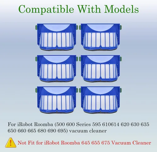 Vista 7 de ilovelife Paquete de 12 filtros HEPA de alta eficiencia, compatibles con iRobot Roomba 500 serie 600, accesorios de filtro de reposición