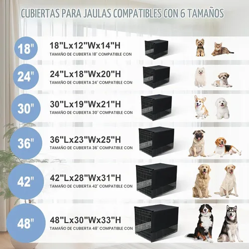 Vista 3 de Explore Land Funda transpirable para jaula de perro, ventilación de malla de 4 lados, funda básica para perrera para mascotas, todos los lados Negro
