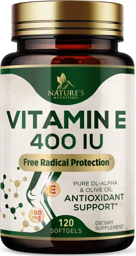 Vista 10 de Vitamina E de 180 mg por porción – Vitaminas E DL-Alfa, suplemento dietético rico en antioxidantes para la piel, el corazón y el apoyo inmunológico