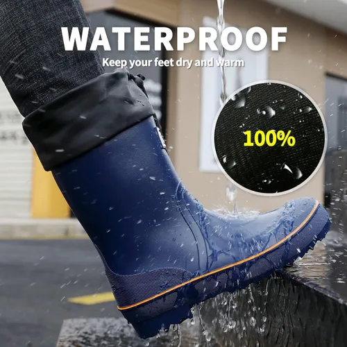 Vista 5 de Botas de lluvia para hombre, botas de goma impermeables para hombre con diseño único de PVC, cómodas y ligeras, botas de jardín resistentes