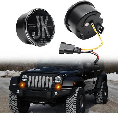 Vista 3 de Luces direccionales para Wrangler JK 2007-2017, 2 luces LED de circulación diurna LED, lámpara de señal de giro ámbar frontal, luz indicadora